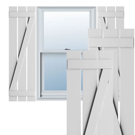 True Fit PVC, Three Board Spaced Board-n-Batten Shutters W/Z-Bar, Unfinished , 17 1/8W X 77H